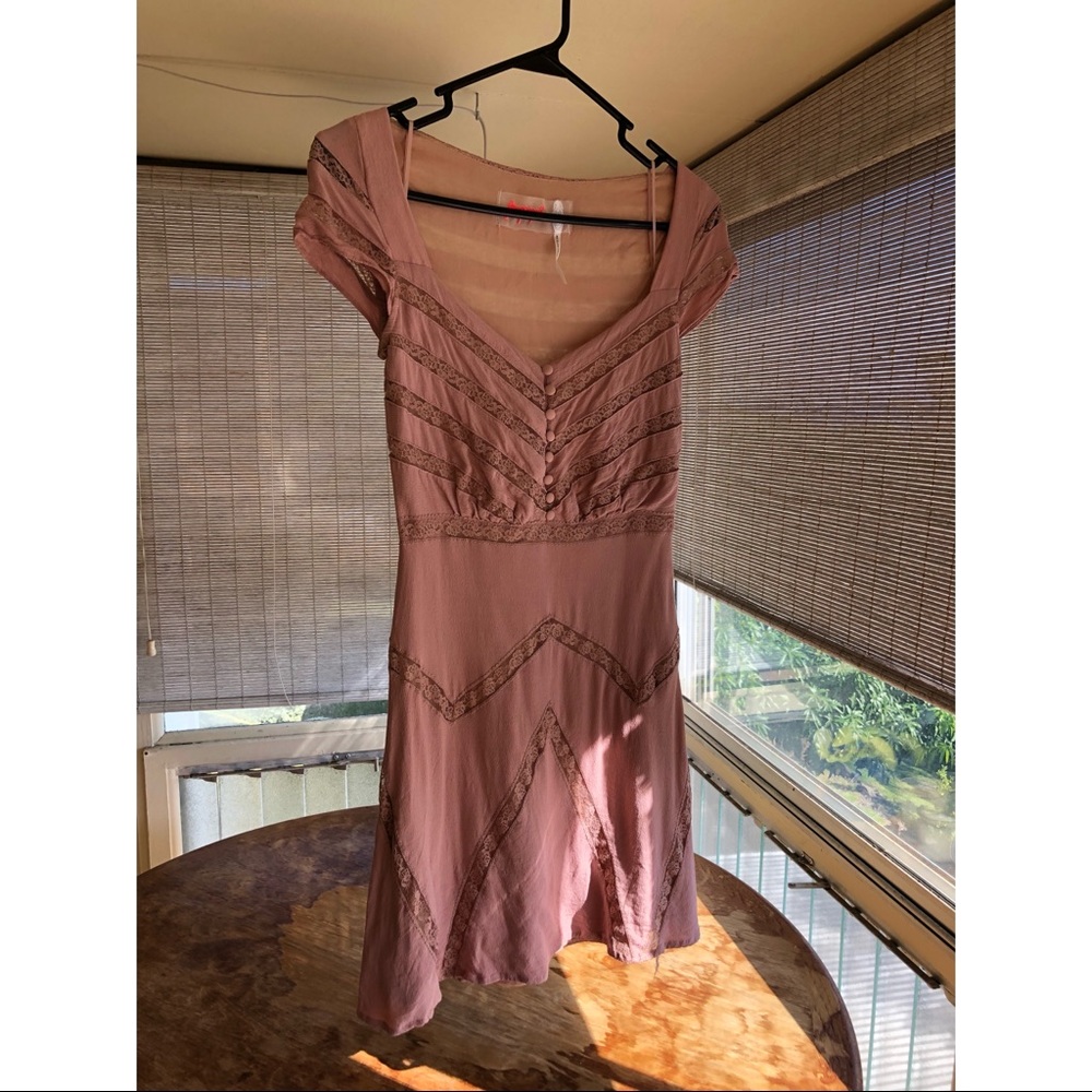 Free People Lace Button Down Dress, Dusty Rose